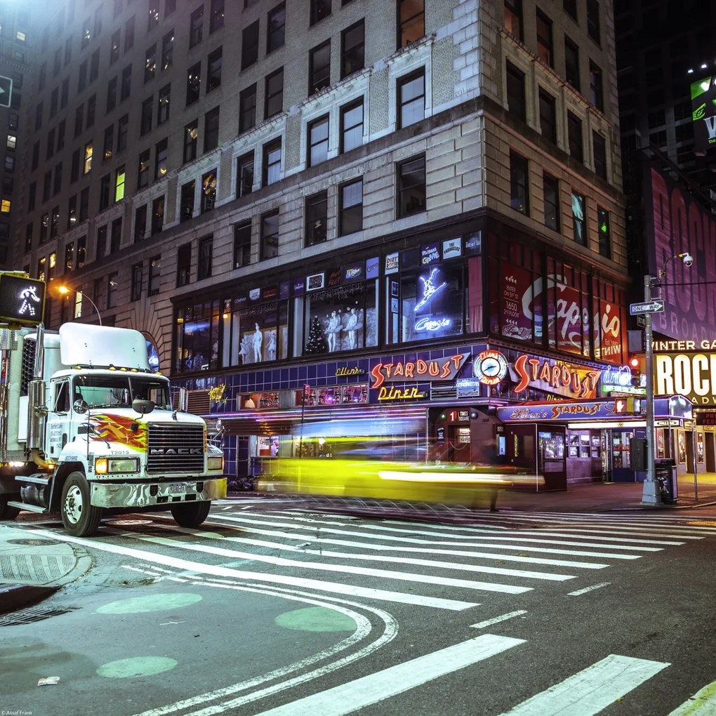 Poszter 40x40cm Times square és Broadway éjszaka New York, Assaf Frank