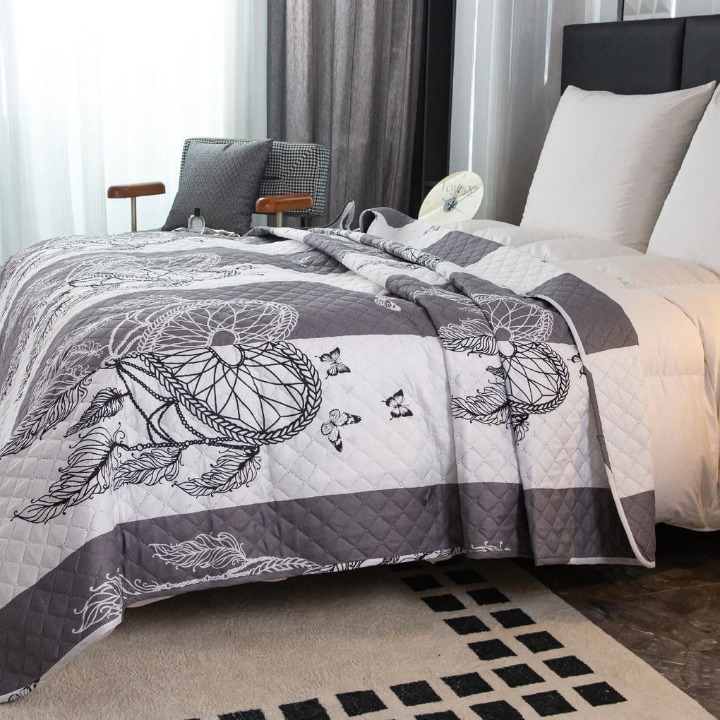 Ágytakaró TIRSO szürke-fehér Méret: 170 x 210 cm