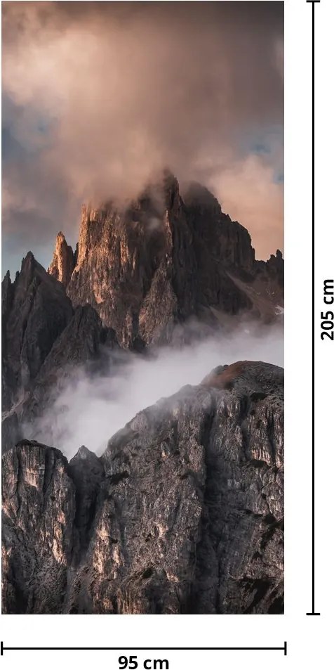 Fotótapéta ajtóra - Olasz Dolomitok a ködben (95x205cm)