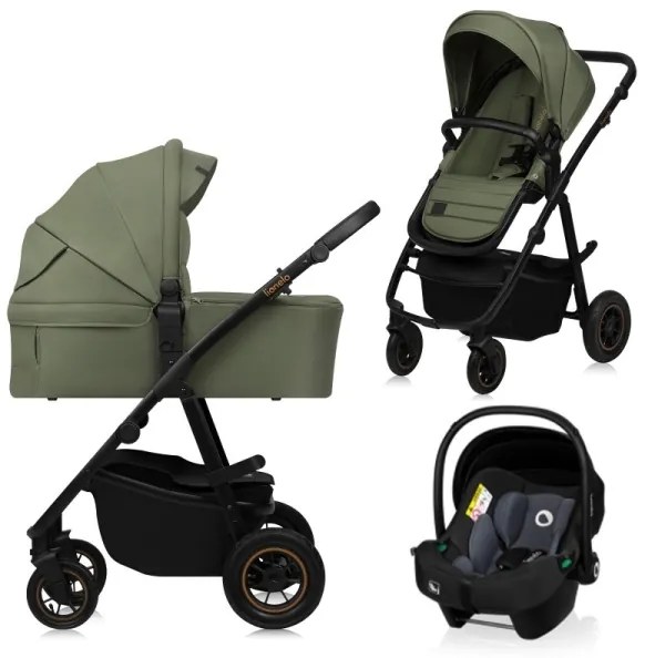 Lionelo - Kombinált 3 az 1-ben babakocsi AMBER PLUS Green Forest