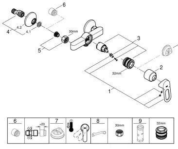 GROHE 23634000 - BAULOOP zuhanycsaptelep DN 15, fényes króm