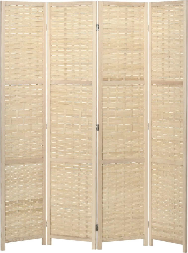 HOMCOM Beltéri 4-paneles Fa és Bambusz Woven Képernyő Elválasztó, Összecsukható Helytakarékos Partíció, Magasság 170cm, Természetes | Aosom