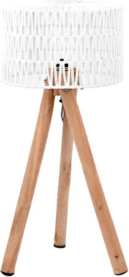 Stripe fehér asztali lámpa mangófából - LABEL51
