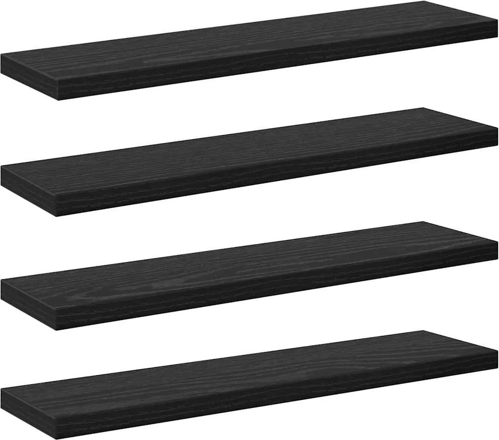 vidaXL Polcos könyvespolc 4 pcs Fekete 40 x 10 x 1,5 cm Faanyag