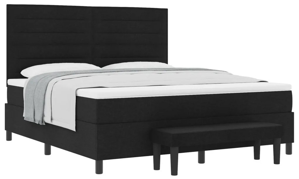 Box Spring Ágy Matrac & Pad Fekete 180x200 cm Szövet