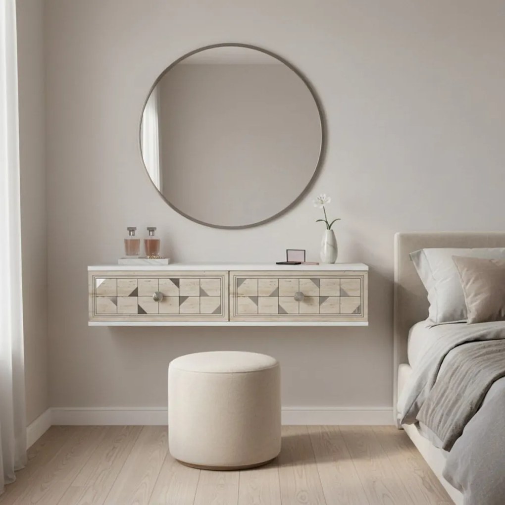 Moka 120 - White, Travertine, Silver