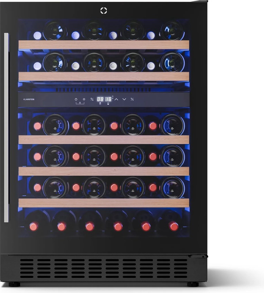 Klarstein Illuminosa pult alatti borhűtő | Kétzónás | 129 liter | 46 palack | 60 cm