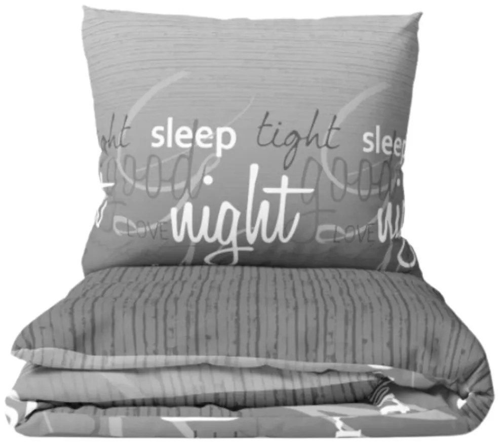 Pamut lepedők Good Night szürke  200x140cm+90x70cm TiaHome