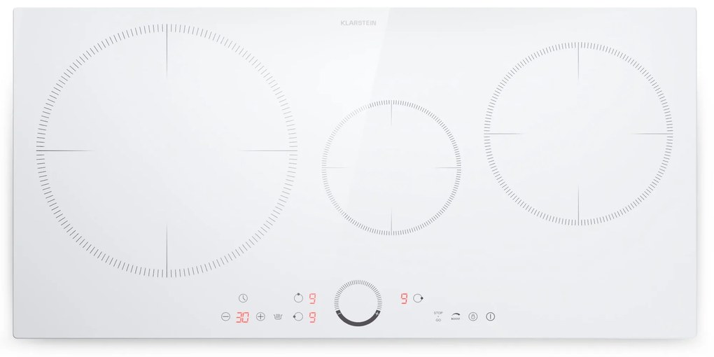 Klarstein Delicatessa 80, beépített indukciós főzőlap, 3 zóna, 6000 W, Paella zóna, üvegkerámia