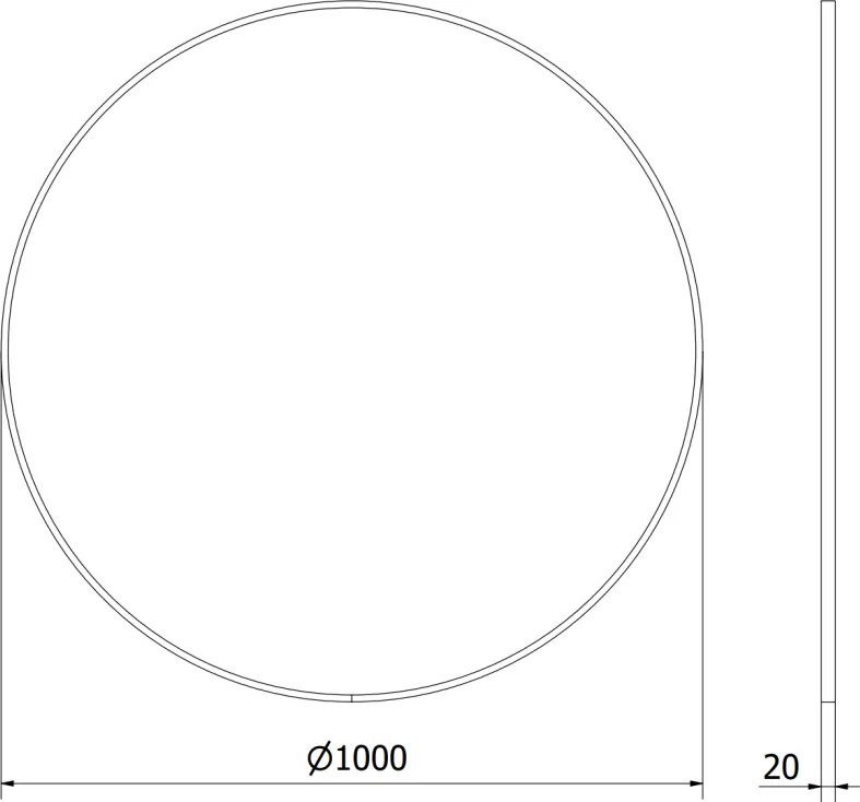 Mexen Loft, kerek fürdőszobai tükör 100 cm, keret színe szálcsiszolt acél, 9850-100-100-000-10