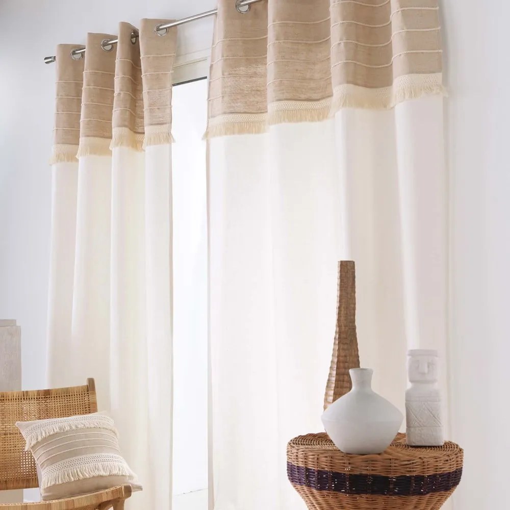 Fehér-barna jutakeverék függöny 140x240 cm Cirrus – douceur d'intérieur