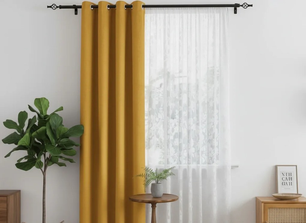 Sárga OXFORD függöny 140x250 cm Felfüggesztés: Fém gyűrűk
