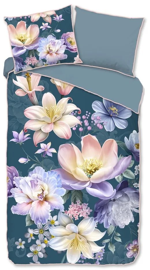 Kék egyszemélyes-hosszabbított pamut-szatén ágyneműhuzat 140x220 cm Mirery – Descanso