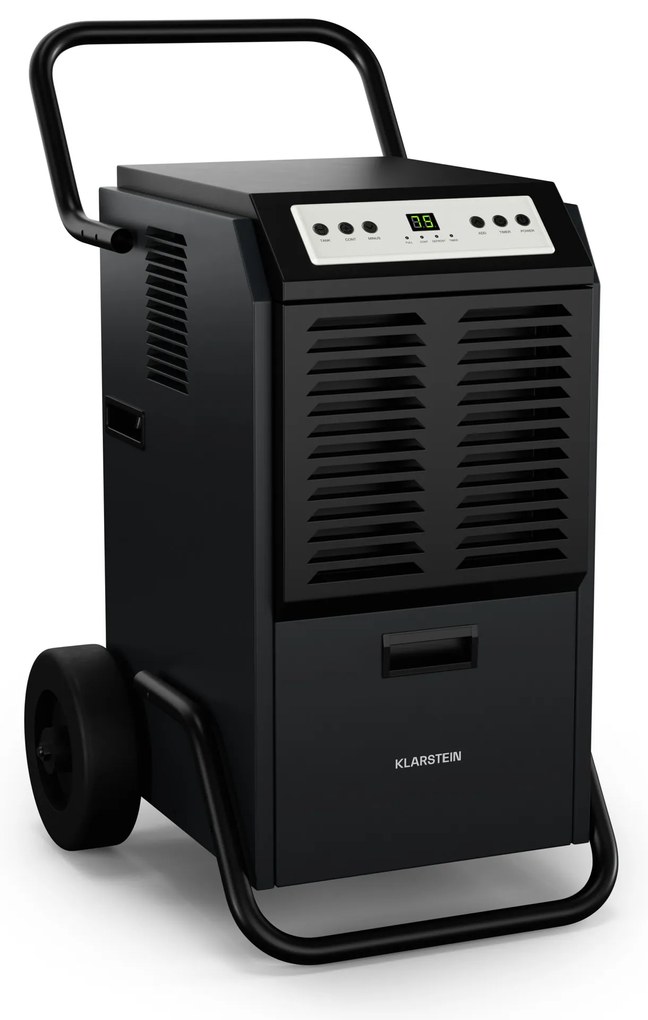 Klarstein DuraDry 50L páramentesítő, 50 l/nap, 70-100 m², rozsdamentes acél, mobil, 450 m³/h