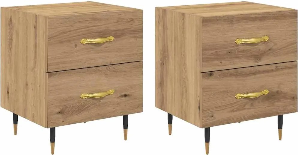 vidaXL Éjjeliszekrény 2 pcs Artisan tölgy 40 x 35 x 47,5 cm Faanyag