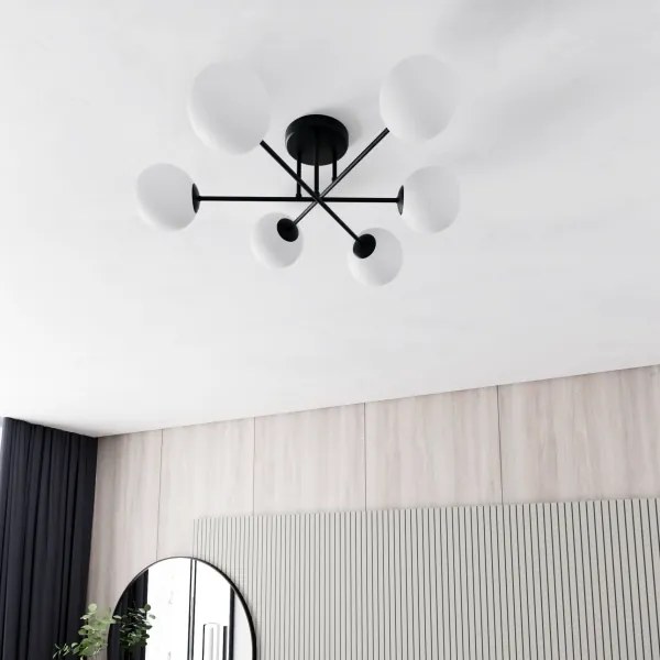 Csillár ROMA 6xE14/10W/230V fekete/fehér