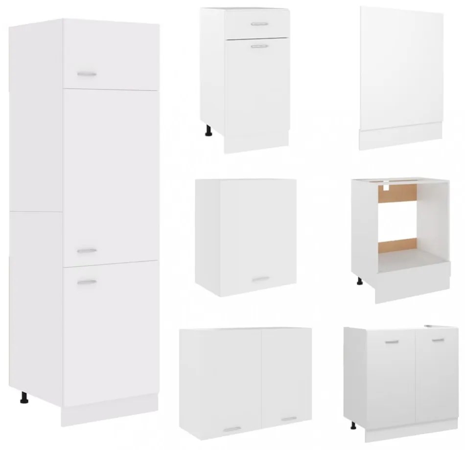 Lyon 7 részes fehér forgácslap konyhai szekrénygarnitúra