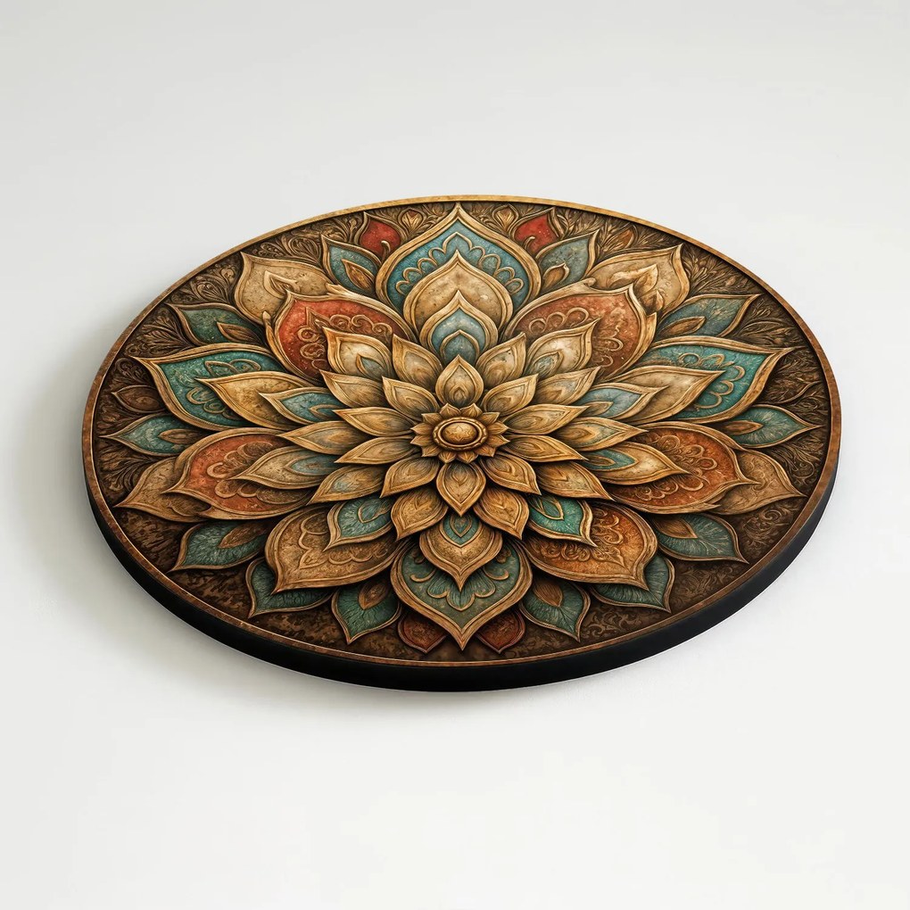 DUBLEZ | Fából készült kerek mandala - Shanti