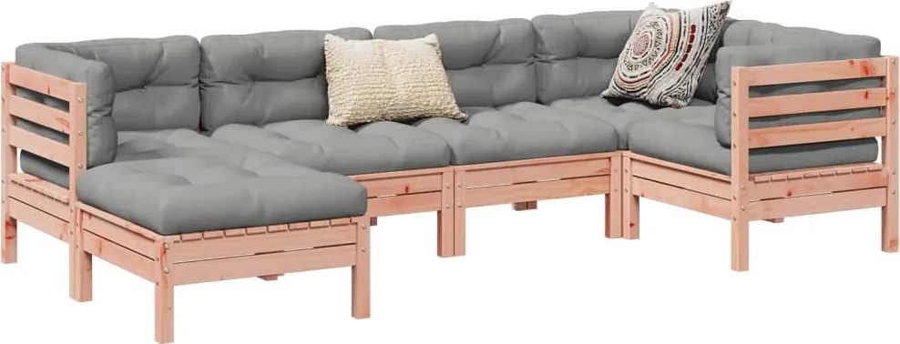 vidaXL 6 részes tömör duglászfenyő kerti társalgószett párnával