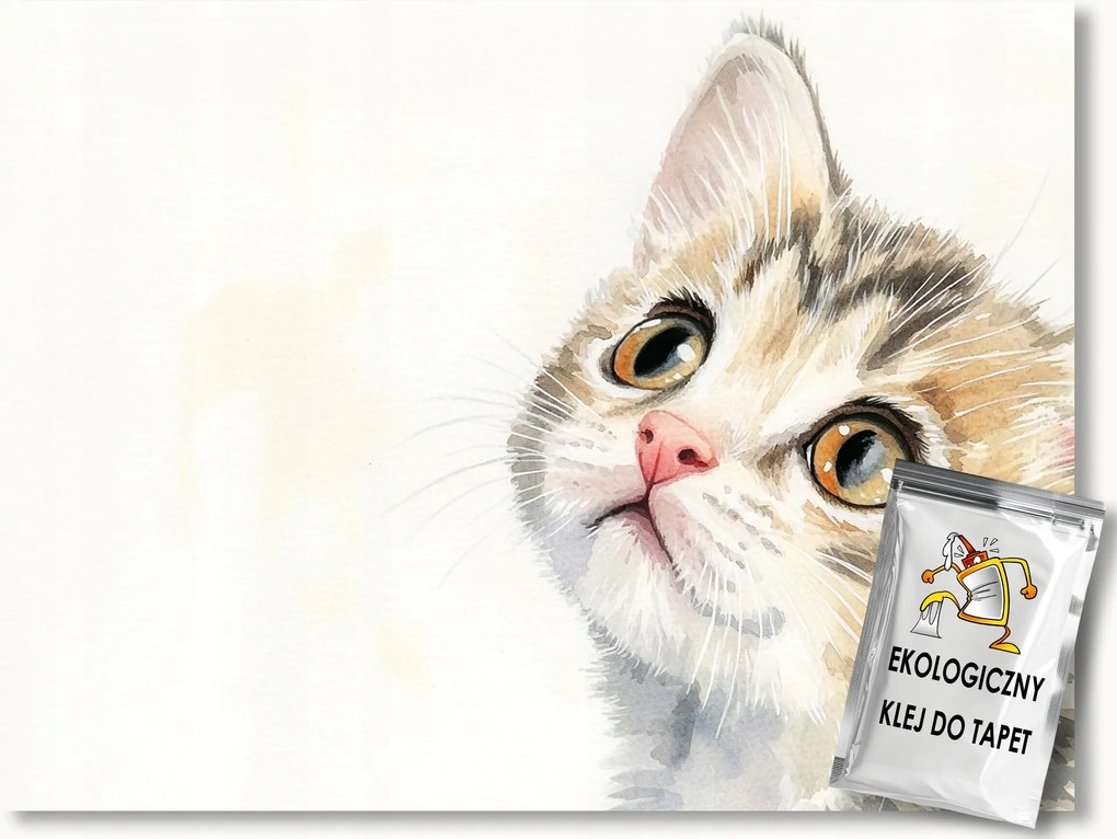 Fotótapéta Flizelina Akvarell Portré Kíváncsi Macska Cica 254x184 ragasztó