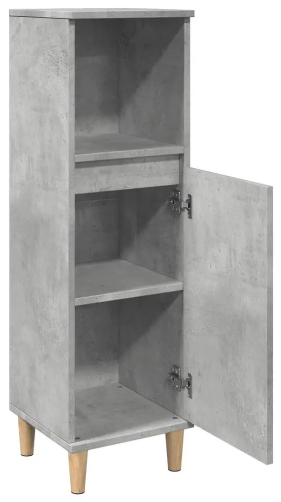 Betonszürke szerelt fa fürdőszobaszekrény 30 x 30 x 100 cm