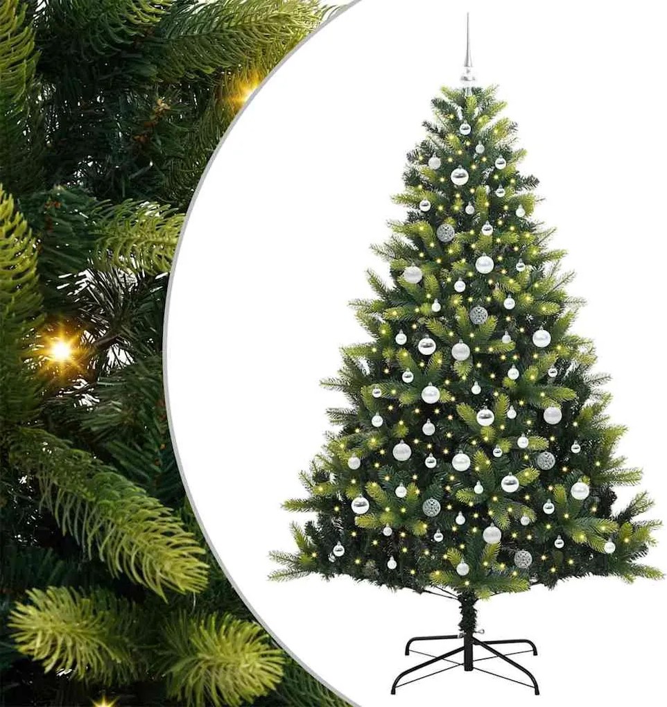 vidaXL Mesterséges Hajlított Karácsonyfa 300 LED-del Zöld 210 cm
