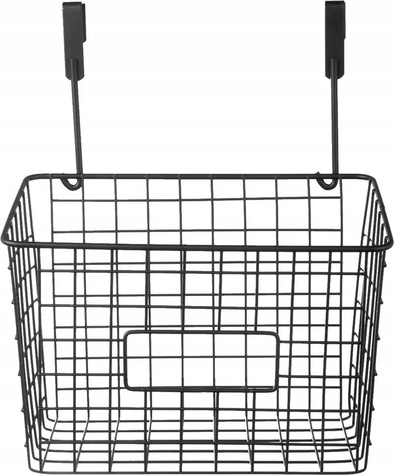 Akasztós Polc Szekrény Ajtó Kosár Fém Fekete Konyha