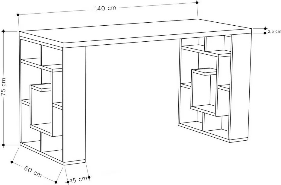 Maze White and Dark Oak íróasztal