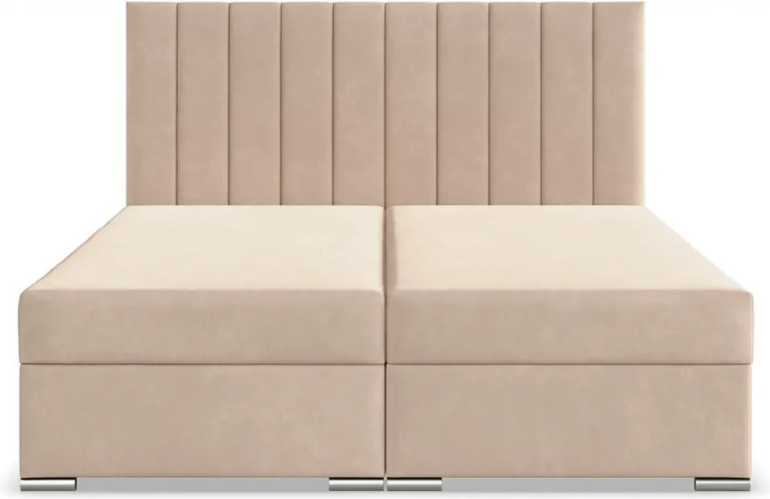 Agen ágy, bársony, 160 x 200, ágyneműtartóval, bézs