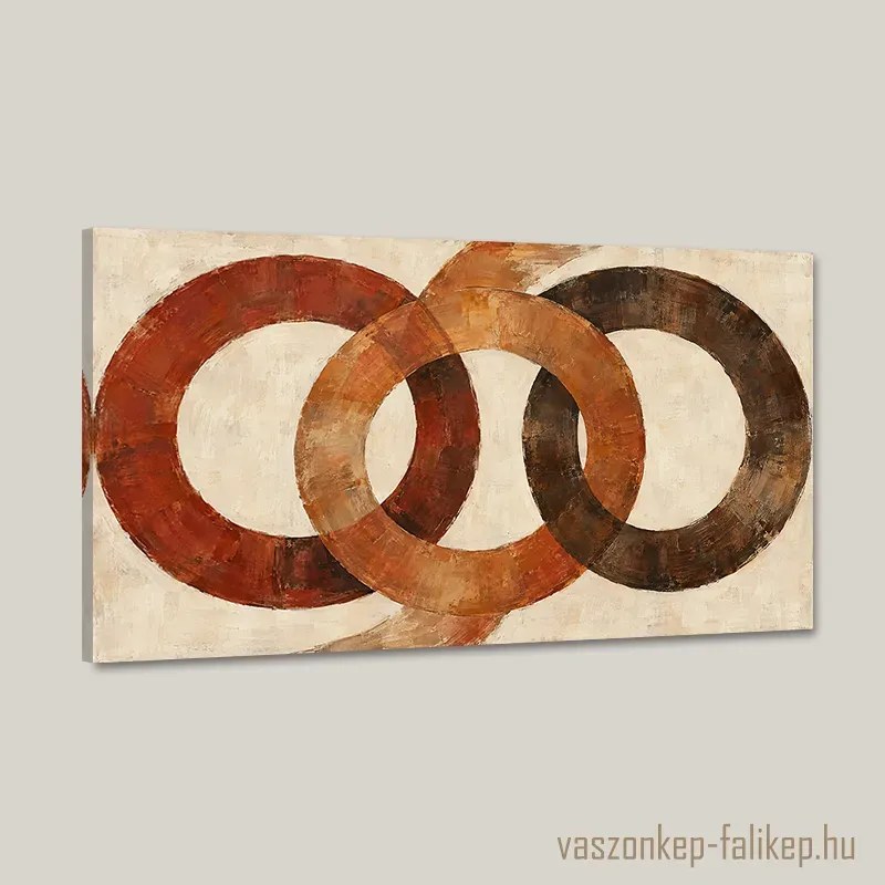 Egymásba fonódó körök vászonkép – földszínes harmónia 40x23 cm