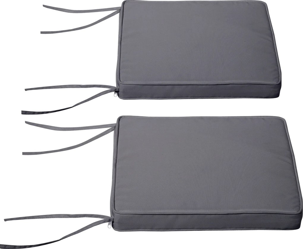 Outsunny 2 db-os Kerti Székpárna Szett, Kültéri Üléspárnák, Levehető Huzatokkal, 5 cm Szivaccsal, Poliészter Anyag, 45L x 45W cm Sötétszürke | Aosom