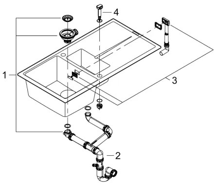 GROHE 31642AP0 - K400 konyhai mosogató 1000 × 500 mm gránit/fekete
