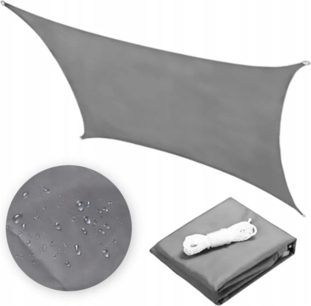 Négyzet alakú kerti napvitorla napellenző vízálló 5x5m szürke