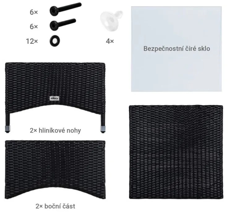 STILISTA Kerti asztal 58 x 58 cm polyrattan krém