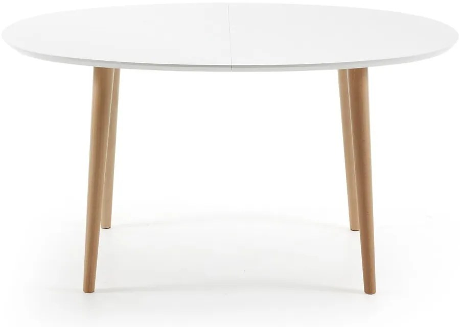 Fehér bővíthető étkezőasztal fehér asztallappal 90x140 cm Oqui – Kave Home