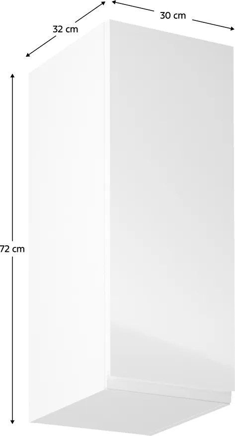 Felsőszekrény, fehér/fehér extra magasfényű, jobbos, AURORA G30