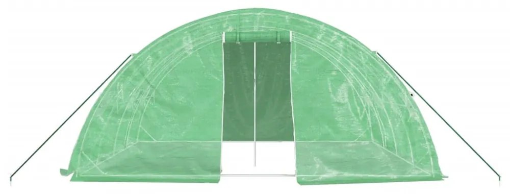 zöld acélvázas melegház 20 m² 5 x 4 x 2,3 m