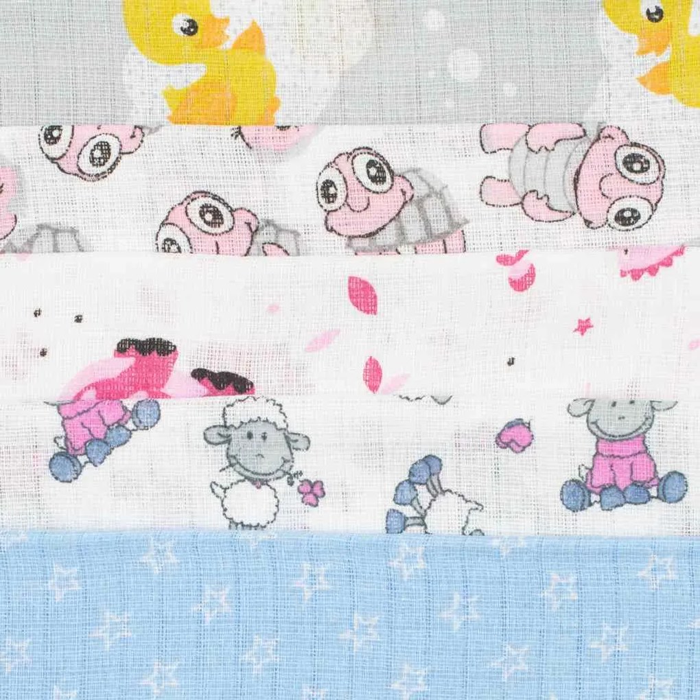 Pamut pelenka nyomtatott mintával NEW BABY 60x80 cm STANDARD 10 db