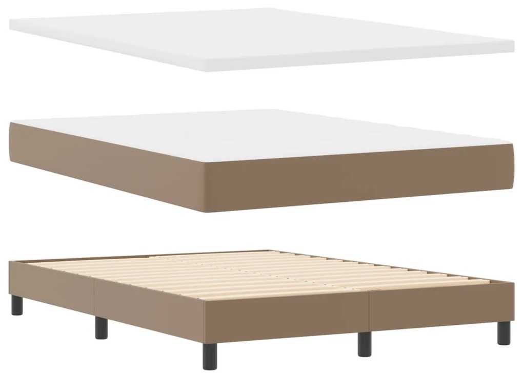 Boxspring ágy matraccal - Cappuccino, 140x190 cm, műbőr