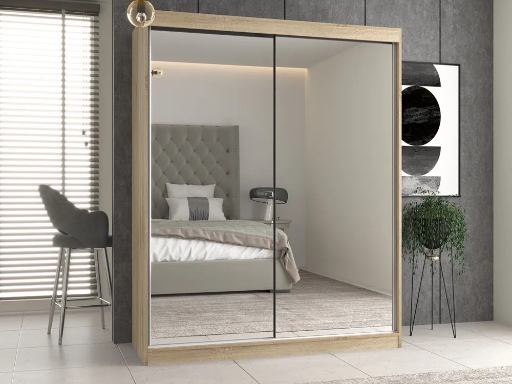 Aldabra IGA 160 A tolóajtós gardróbszekrény 120x61x200, 2 tükörrel, sonoma