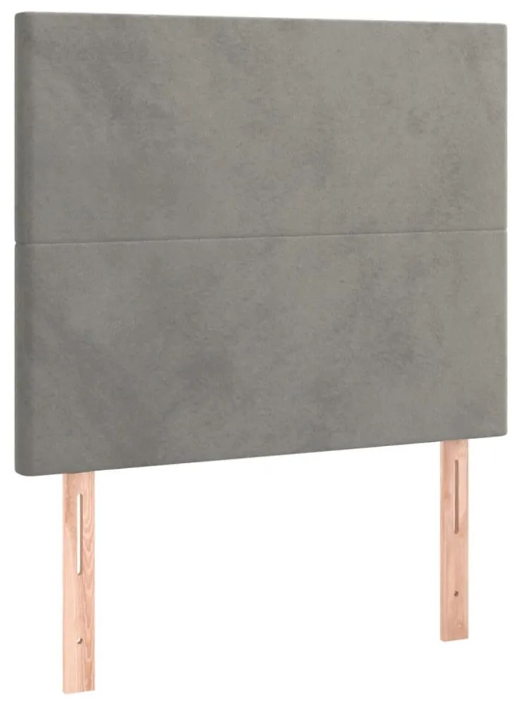 világosszürke bársony rugós ágy matraccal 120 x 200 cm