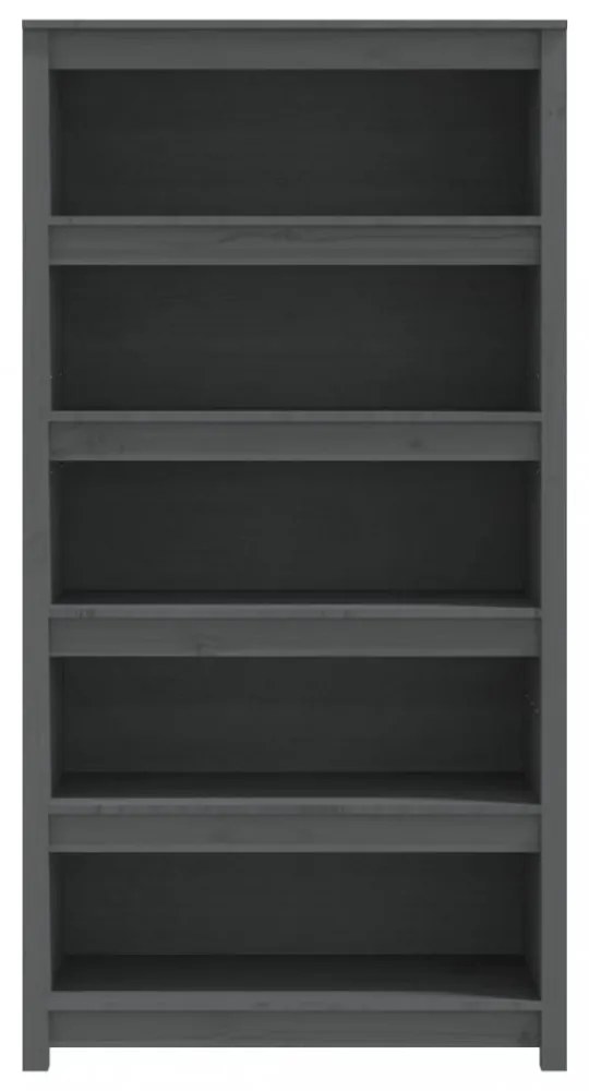 szürke tömör fenyőfa könyvszekrény 80x35x154 cm