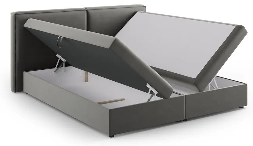 Szürke ágyneműtartós boxspring ágy 160x200 cm Arendal – Cosmopolitan Design