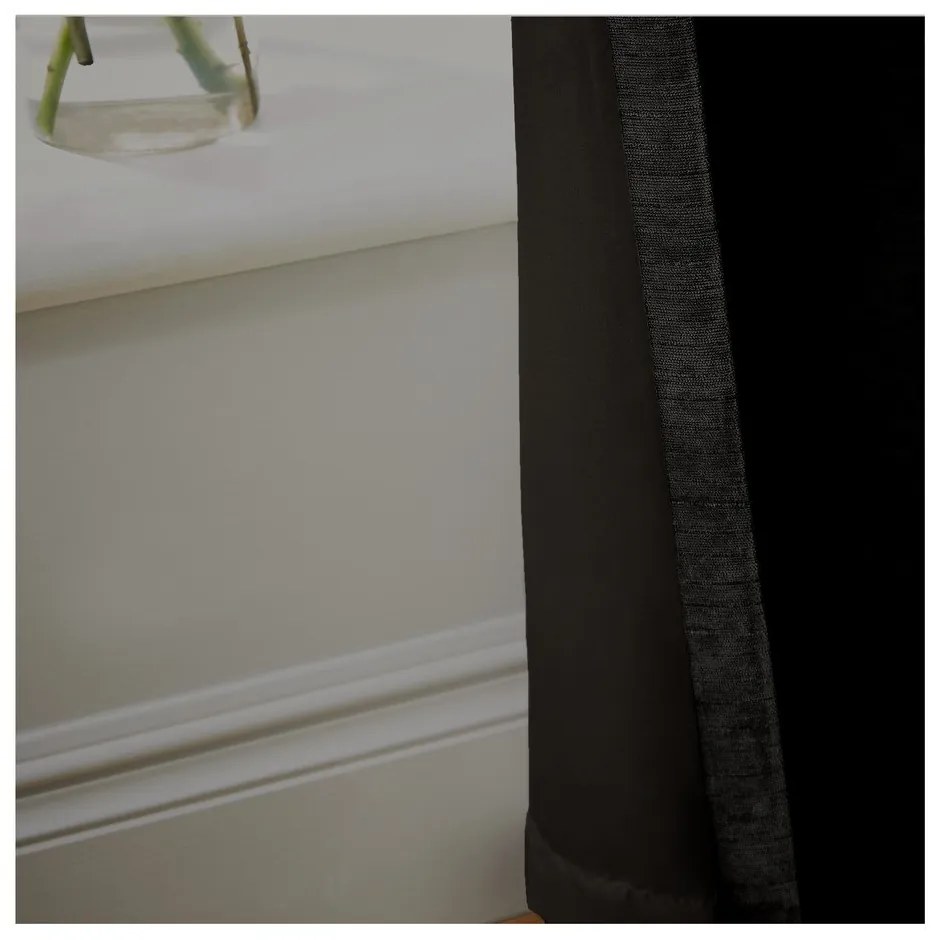 Fekete zsenília termo függöny szett 2 db-os 229x229 cm Selene Luxury Chenille – Hyperion