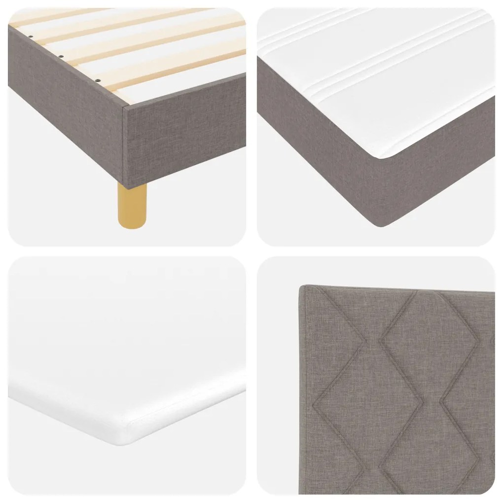 Boxspring Ágy Matracokkal - Taupe, 80x200 cm, Szövet