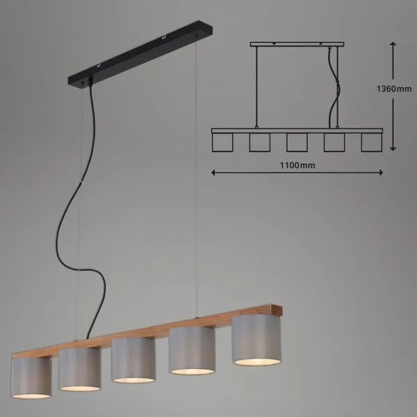 Briloner 4075-054 - RHON kábeles csillár 5xE14/25W/230V