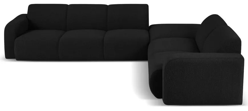 Fekete buklé sarokkanapé (jobb oldali) Molino – Micadoni Home
