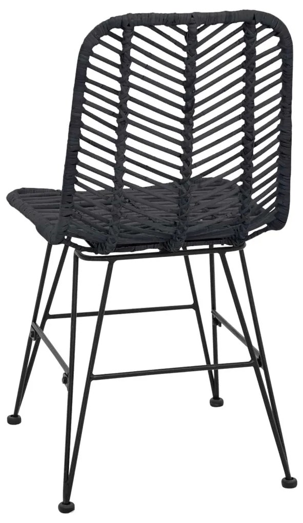 Étkezőszék 2 pcs Fekete 44.5 x 55 x 85 cm Rattan és Vas