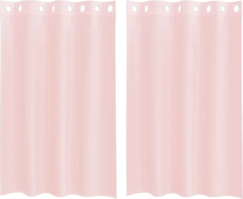 vidaXL 2 db világos rózsaszínű fátyolfüggönyök rojtokkal 140x175 cm