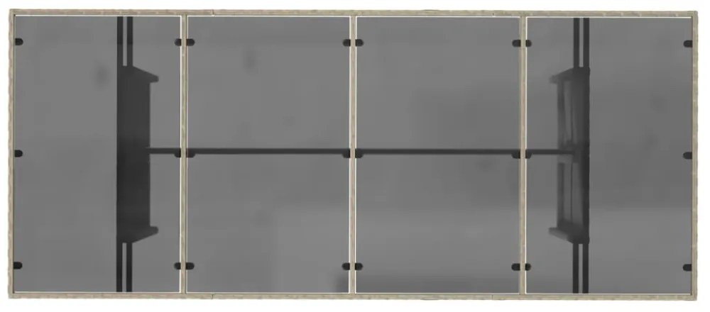 szürke polyrattan üveglapos kerti asztal 190x80x74 cm